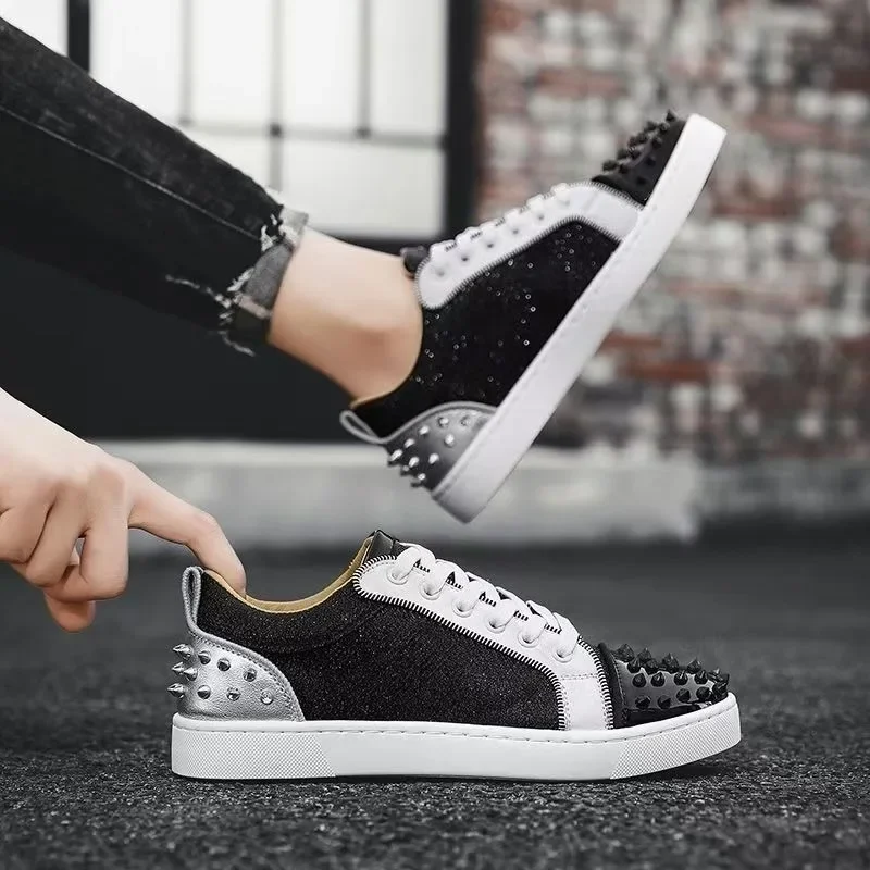 

44 Fashion New Men Rivet Rock Punk Mixed Patchwork Leather Platform Shoes Male Sports Walking Sneakers Footwears Zapatos Hombre