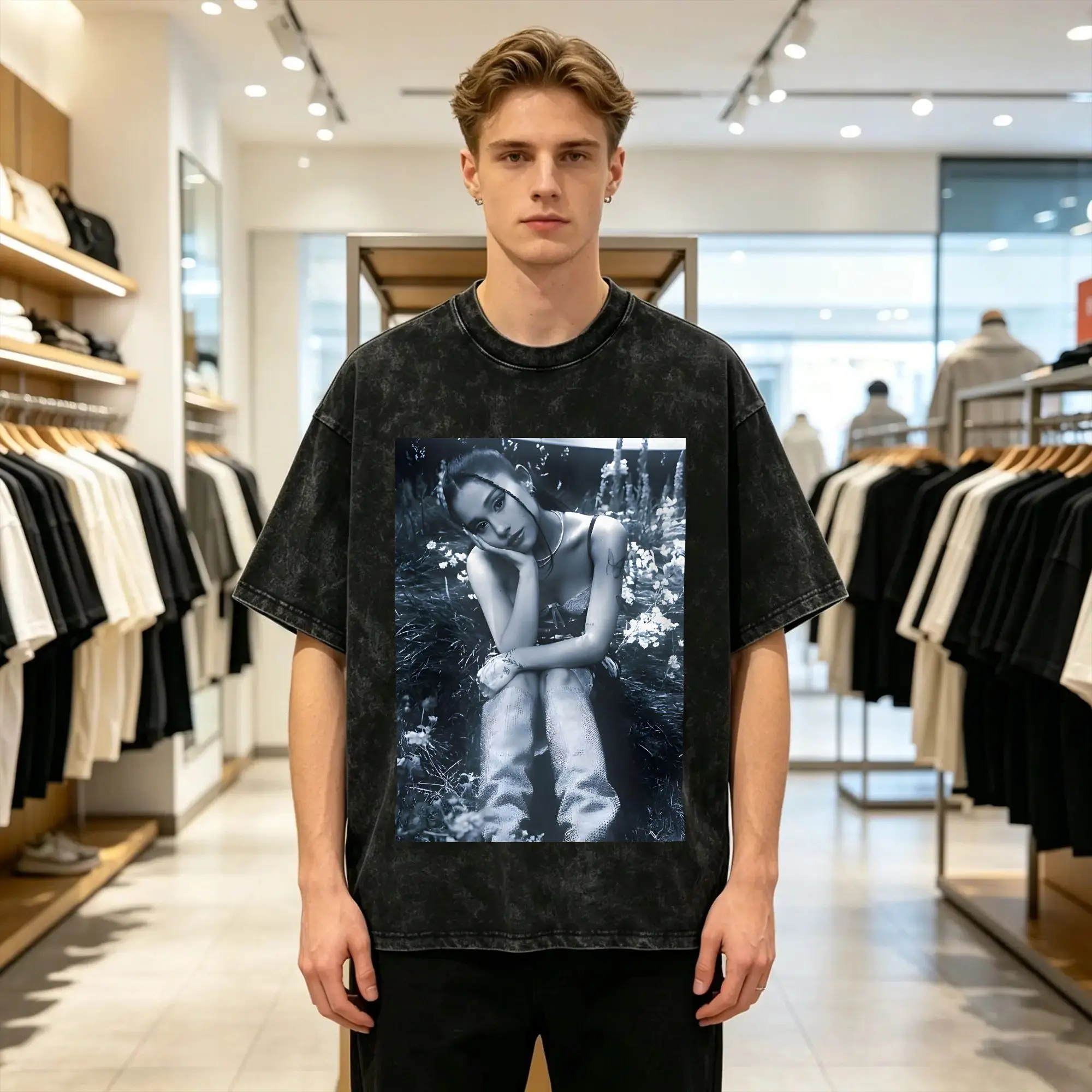 Arianas Grande T-Shirt Men  Vintage Pure Cotton Tee Shirt Crewneck Short Sleeve T Shirt Gift Idea Tops