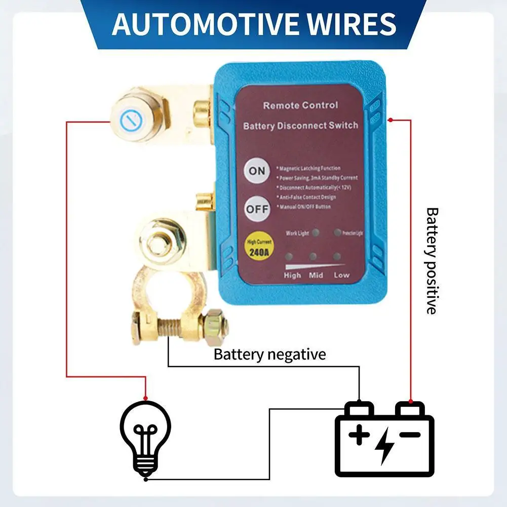 Automobile Battery Switch Transmitter Remote Control Car Battery Protect 12vBattery Circuit Cutter Battery Power Blocking Device