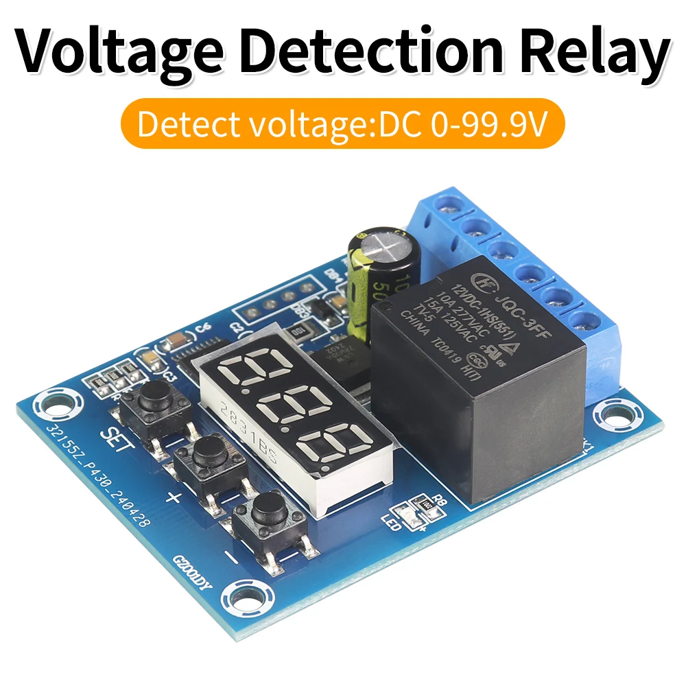 DC Voltage Detection Relay Module Charge Discharge Monitor Voltmeter Over-voltage Protection 12V 24V