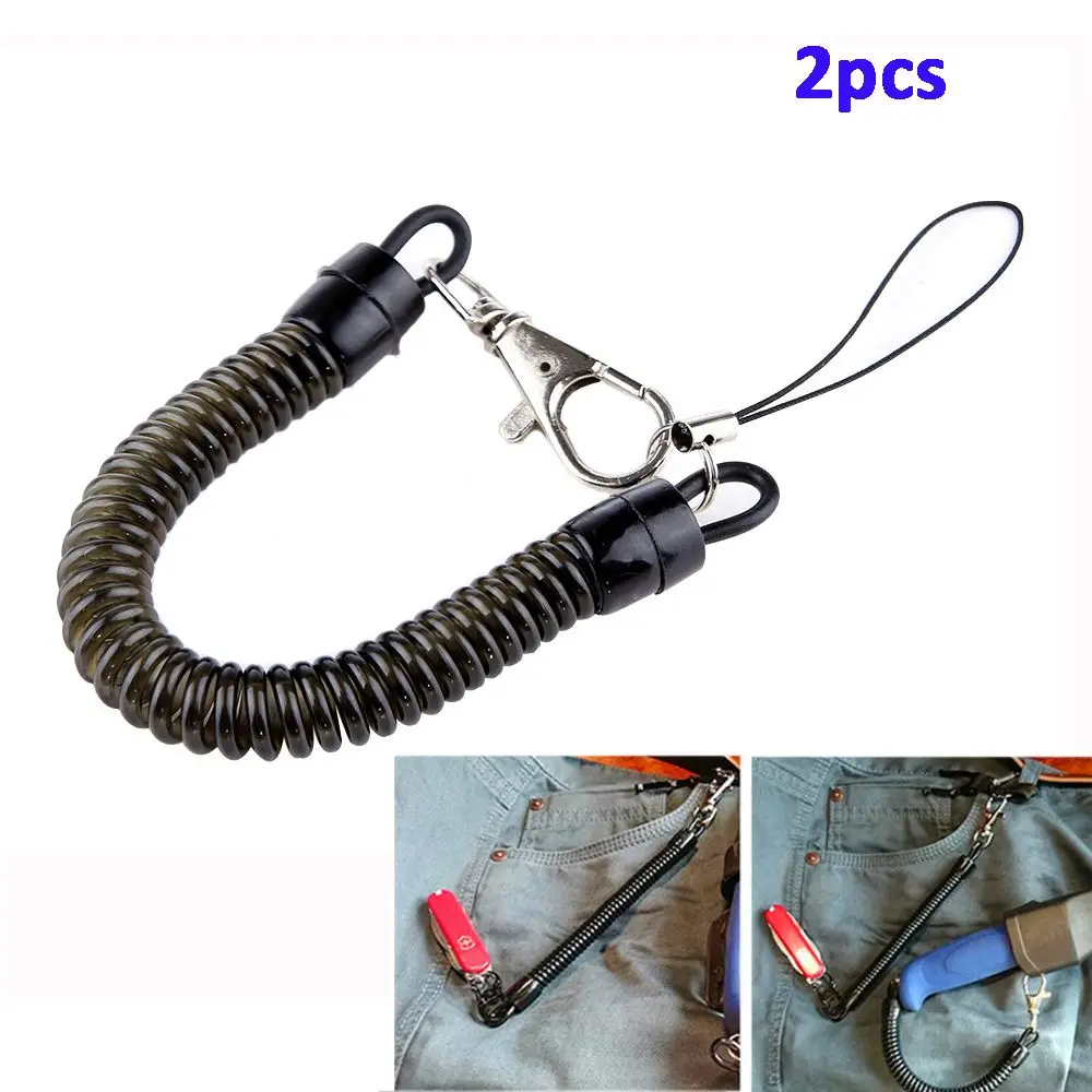 Hiking Camping Outdoor Anti-theft Mobile Phone Elastic Anti-lost Key Telescopic Lanyard Keychain Buckle Spring Rope