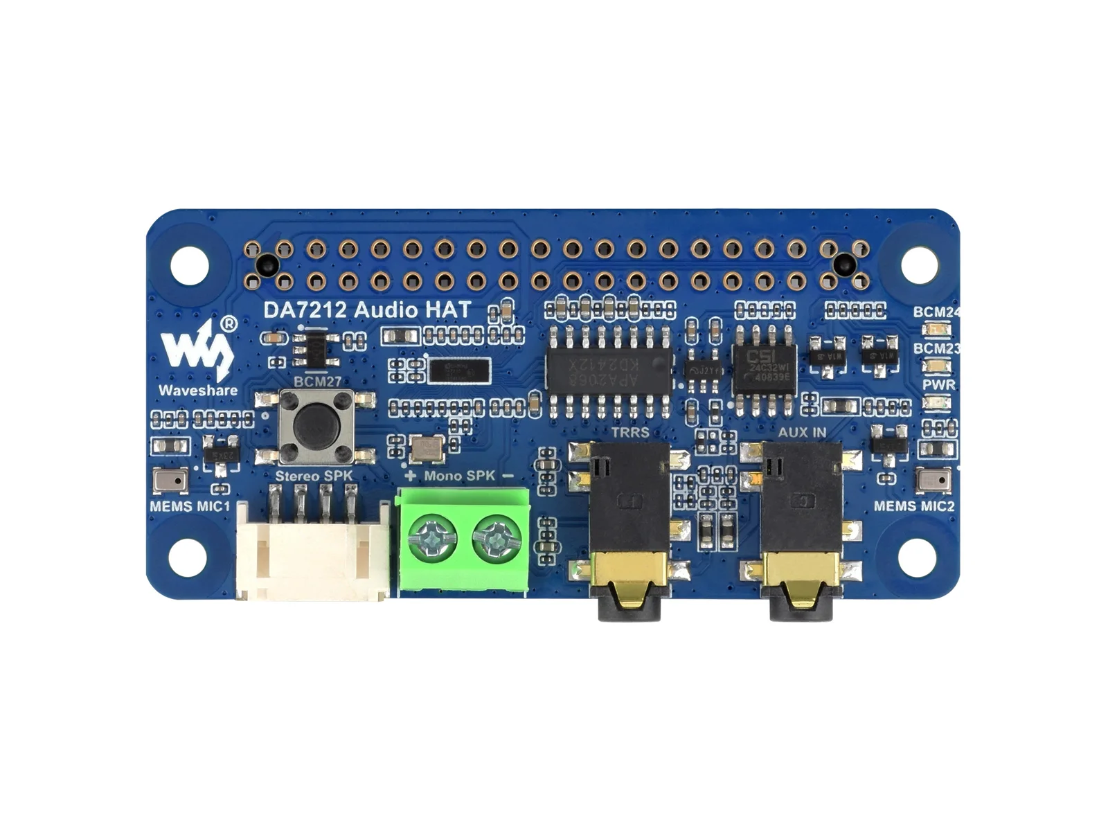 DA7212 I2S Audio Board For Raspberry Pi,Stereo Encoding/Decoding,Onboard Dual Microphones,Supports Rich Audio Processing