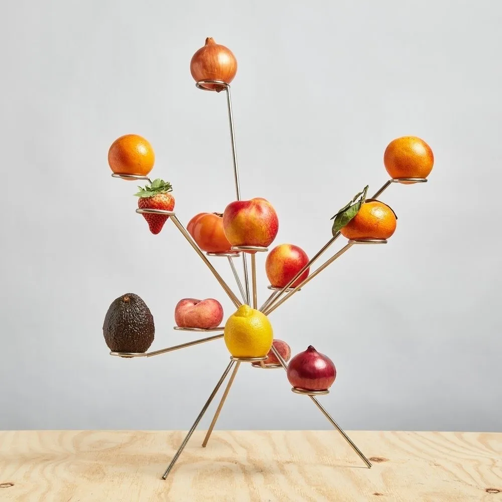 Practical Round Metal Fruit Bowl Simple Sturdy Fruit Storage Rack Sleek Surface Decorative Fruit Display Stand Home Decoration