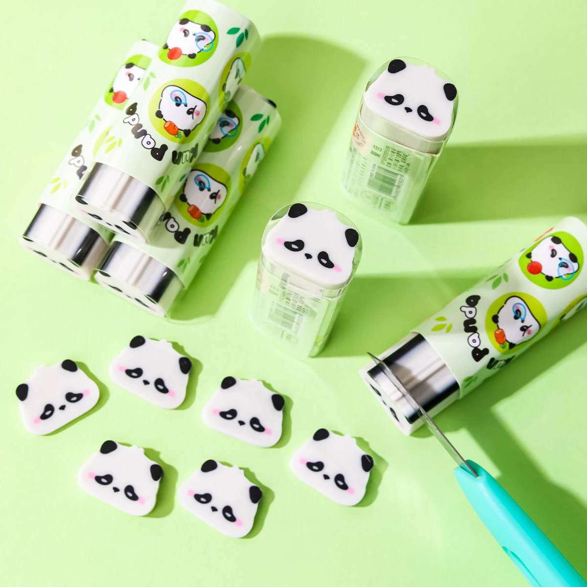 Cute Panda Eraser for Elementary School Students Sandwich Eraser School Stationery Supplies 2B Eraser Wipe Clean Less Debris