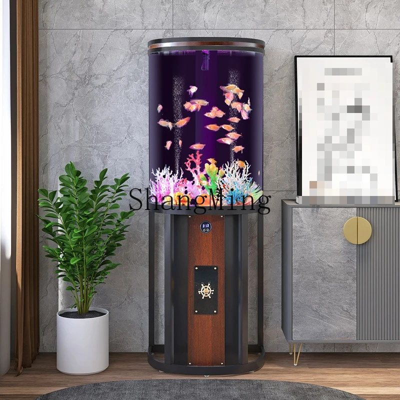 

ZYY Полукруглый аквариум для гостиной, небольшой бытовой напольный акриловый аквариум для смены воды, аквариум