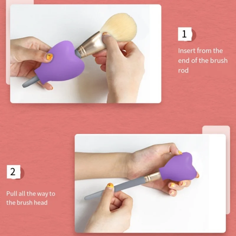 Set di pennelli per trucco professionale Pennello per trucco a testa piatta singola e 3 pezzi di copertura protettiva antipolvere in silicone Strumenti per cipria in polvere sciolta