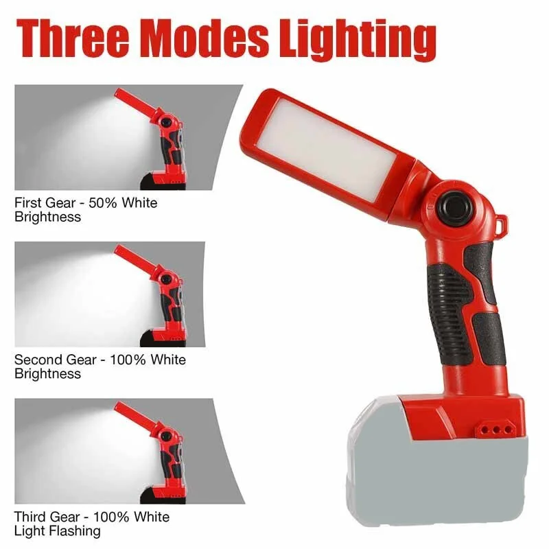 12W 18V LED Warning Lamp Work Light For Milwaukee 18V Li-ion Battery Power Tool Outdoor Portable Flashlight Desk Lamp With USB