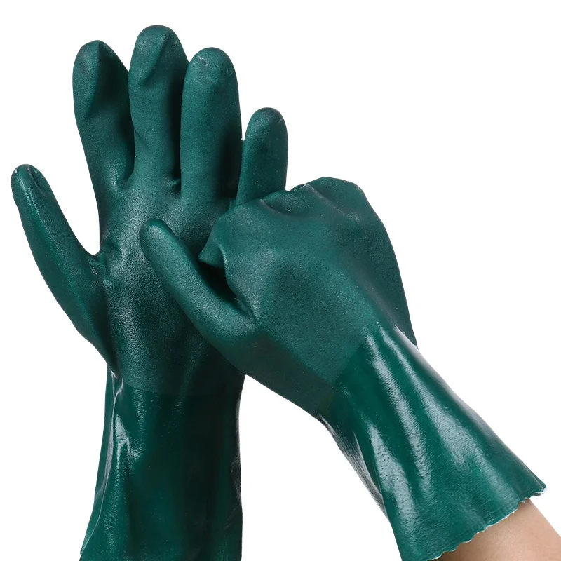 Verstärkte, verschleißfeste, rutschfeste, vollständig umhüllte, imprägnierte Kunststoff-Arbeitsschutzhandschuhe, wasserdicht und ölbeständig