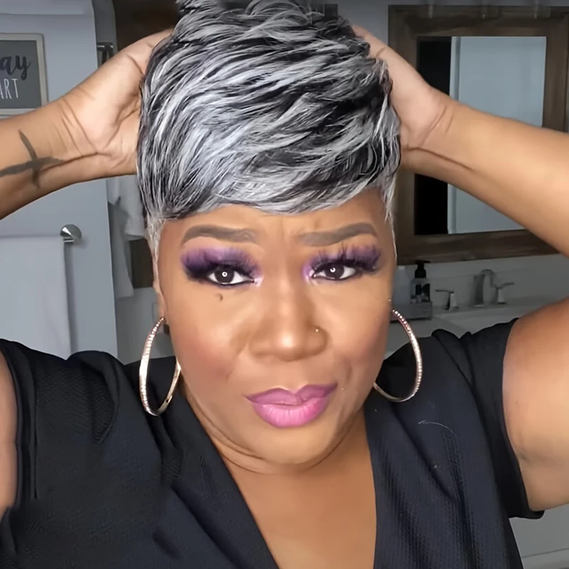 Highlight Synthetic Wigs Short Straight Pixie Cut Wig