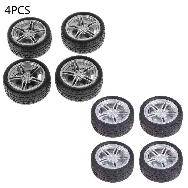 4pcs Simulation Rubber Wheel Tire Wheel Toy Model DIY Spare Parts