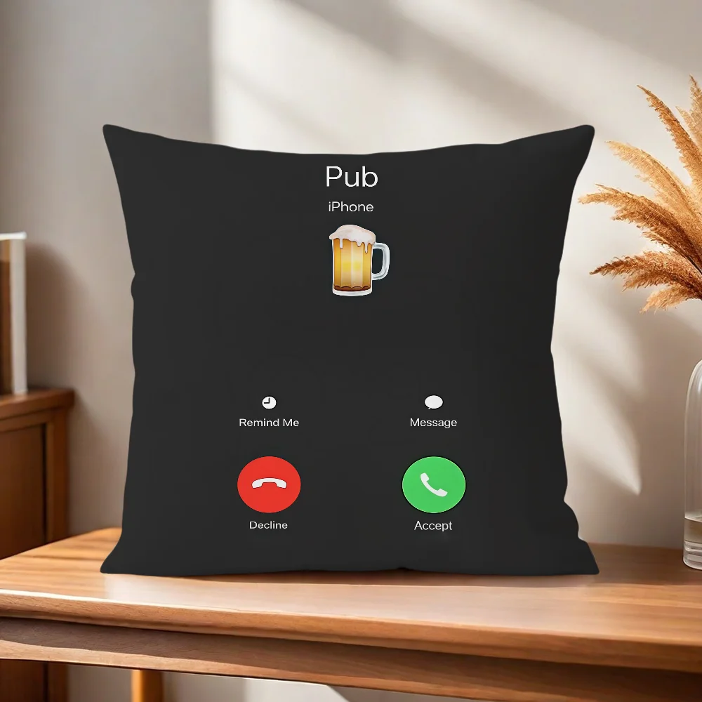 Bier Anruf Ablehnen Annehmen Telefon-Symbol Kissenbezug Kissenhülle für Zuhause Sofa Wohnzimmer Büro Café Auto Kissenbezug – Detail 4