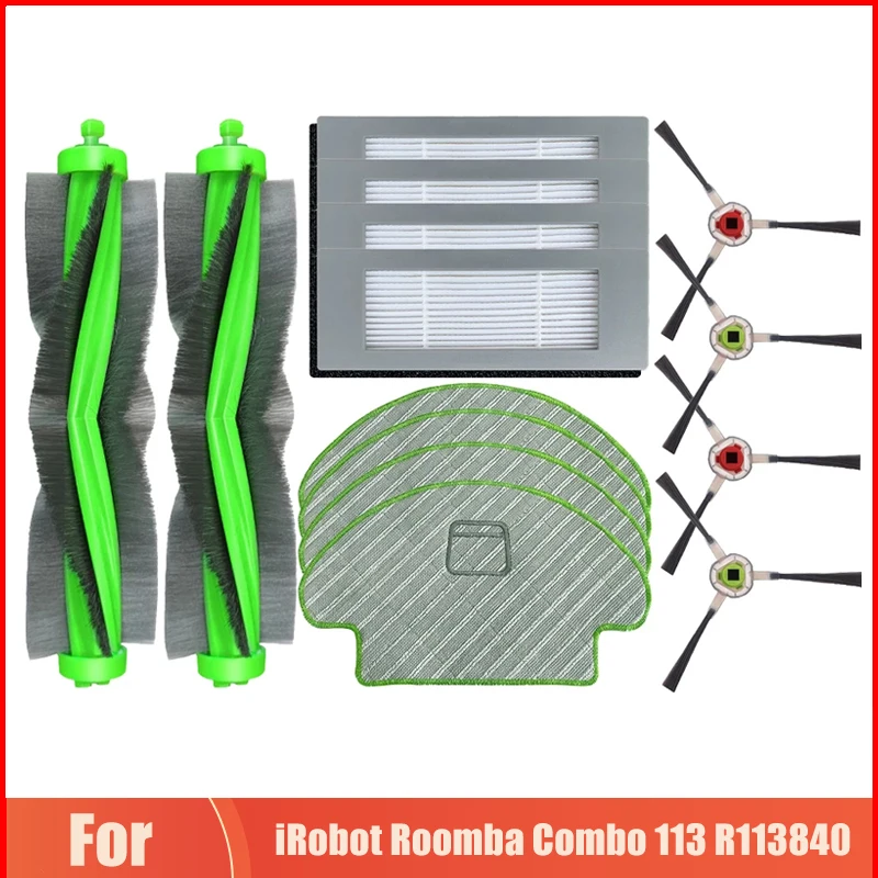 For iRobot Roomba Combo 113 R113840 Robotic Vacuum Cleaner Parts Roller Brush Side Brush Hepa Filter Mop Cloths Replacement