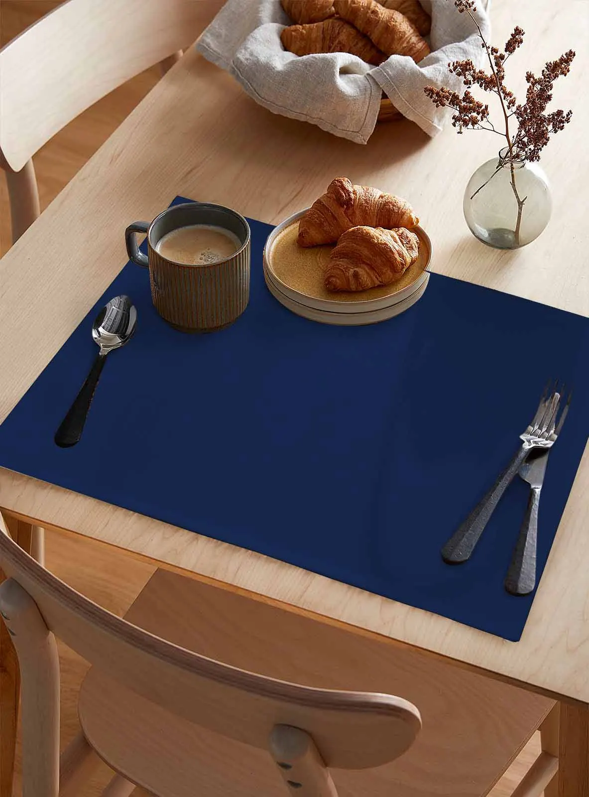 Solid Navy Blue Kitchen Tableware Cup Bottle Placemat Coffee Pads 4/6pcs Desktop Mats