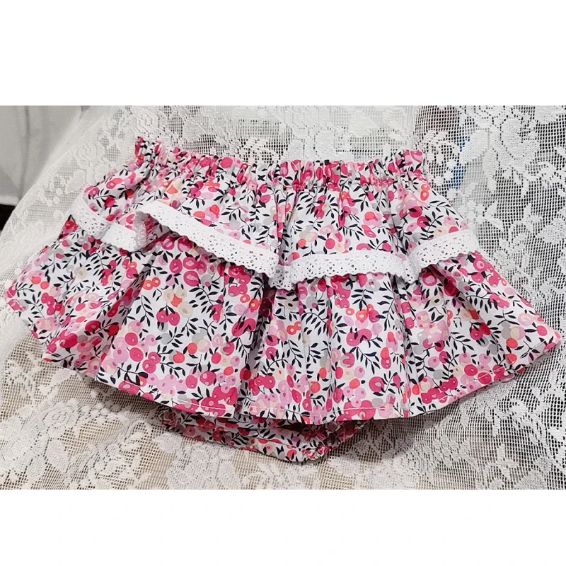 Baby Girls Floral Ruffles Lace Skirt Shorts Kids Summer Pettiskirt Toddler Dancing Wedding Clothing Tutu Skirt Infant Bloomer