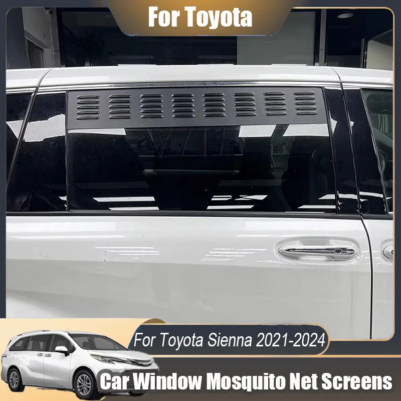 For Toyota Sienna 2021 2025 Car Side Window Mosquito Net with Aluminum Air Vents for Camping Long Distance Drivers Pet Owners