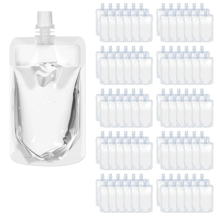10 Uds. Bolsas transparentes con boquilla, bolsas de plástico para jugo, bolsas reutilizables para apretar, bolsas portátiles para bebidas, bolsas de almacenamiento de alimentos