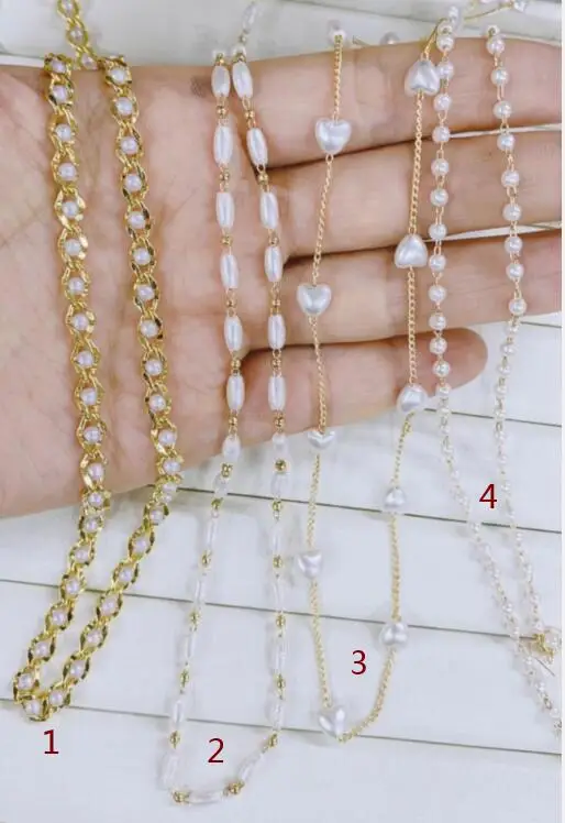 

10m Copper Handmade Baroque Pearl Chain for Jewelry Making Gold Plated DIY heart Charm sd3fs