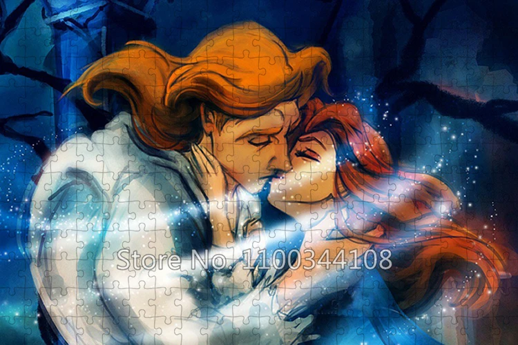 Beauty and The Beast Puzzle Disney Animation 300/500/1000 Pieces Jigsaw Puzzles Children's Intelligence Game Handmade Toys