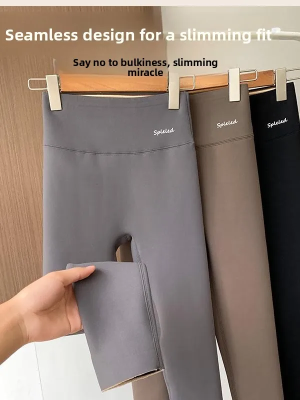 Pantaloni da yoga Thi foderati in Fce a vita alta Pantaloni a strati base da donna Capispalla autunnale Pantaloni caldi da arca di piccole dimensioni Camere