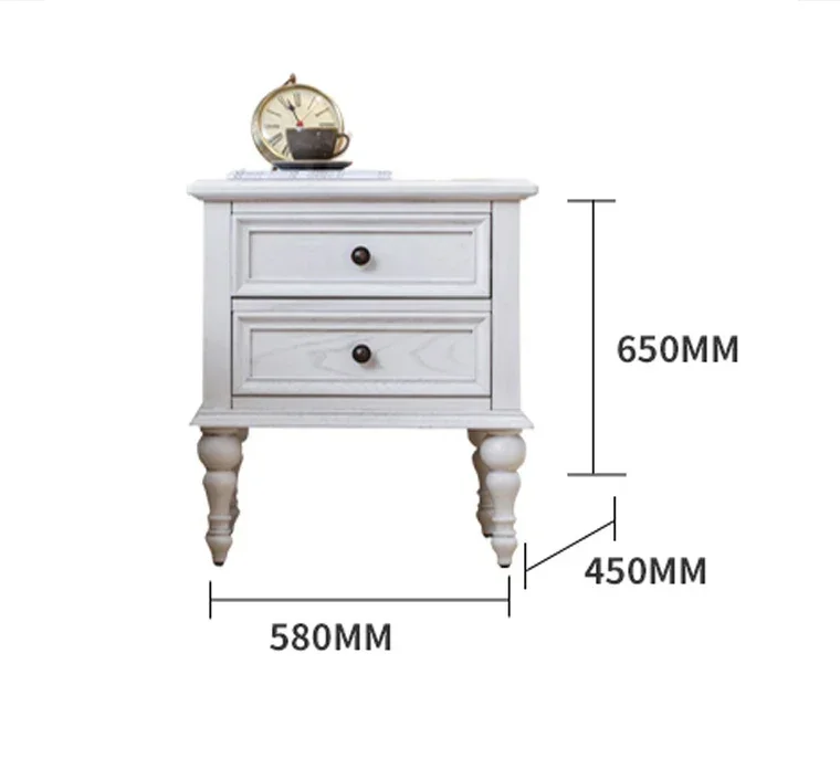 Американская римская колонна цвета слоновой кости с двойным ящиком, прикроватная тумбочка из массива дерева, мебель для спальни, прикроватная тумбочка из ясеня