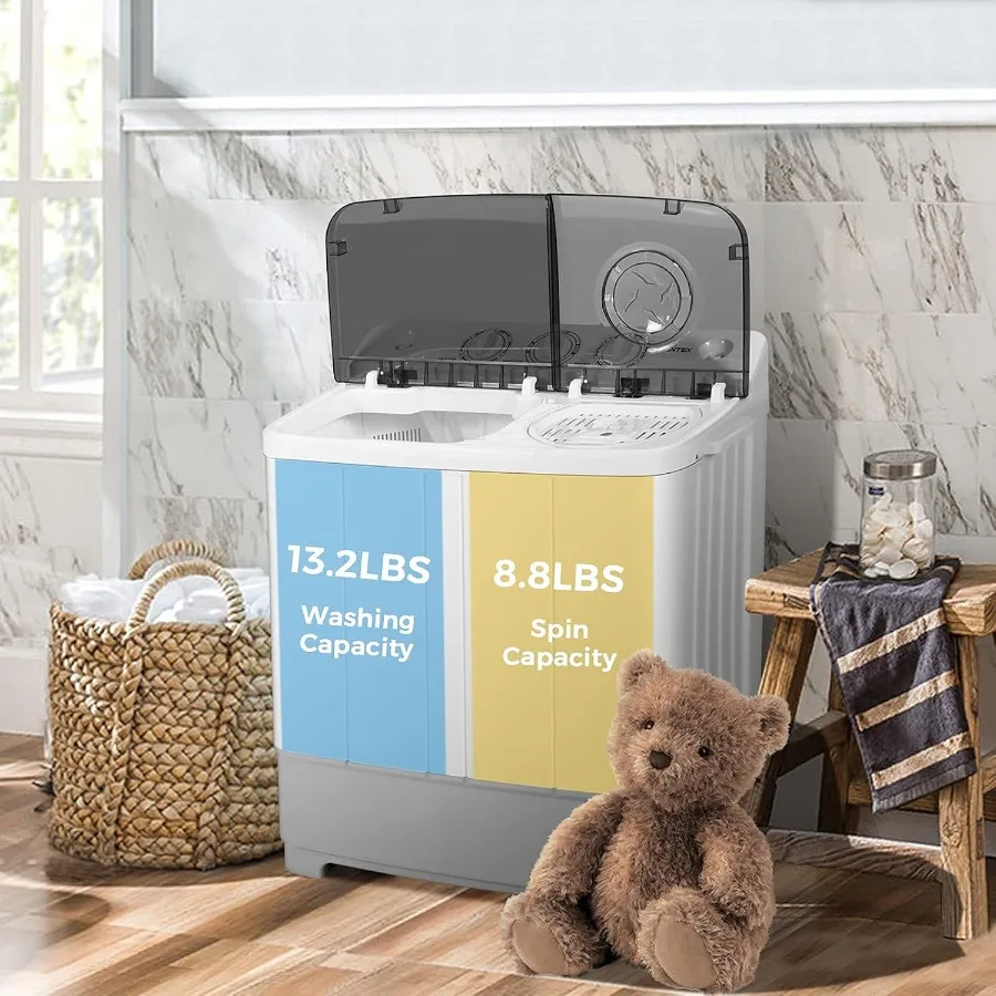 مجموعة غسالة الغسيل والدوارة المحمولة 2 في 1 للشقق النوم والمساحات الصغيرة سعة 22 رطلًا مع غسيل 13.2 رطلًا
