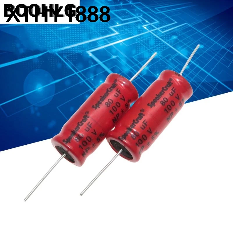 5PCS Hongpao fever audio frequency division axial non-polar electrolytic capacitor 100v 80uf 13X31mm