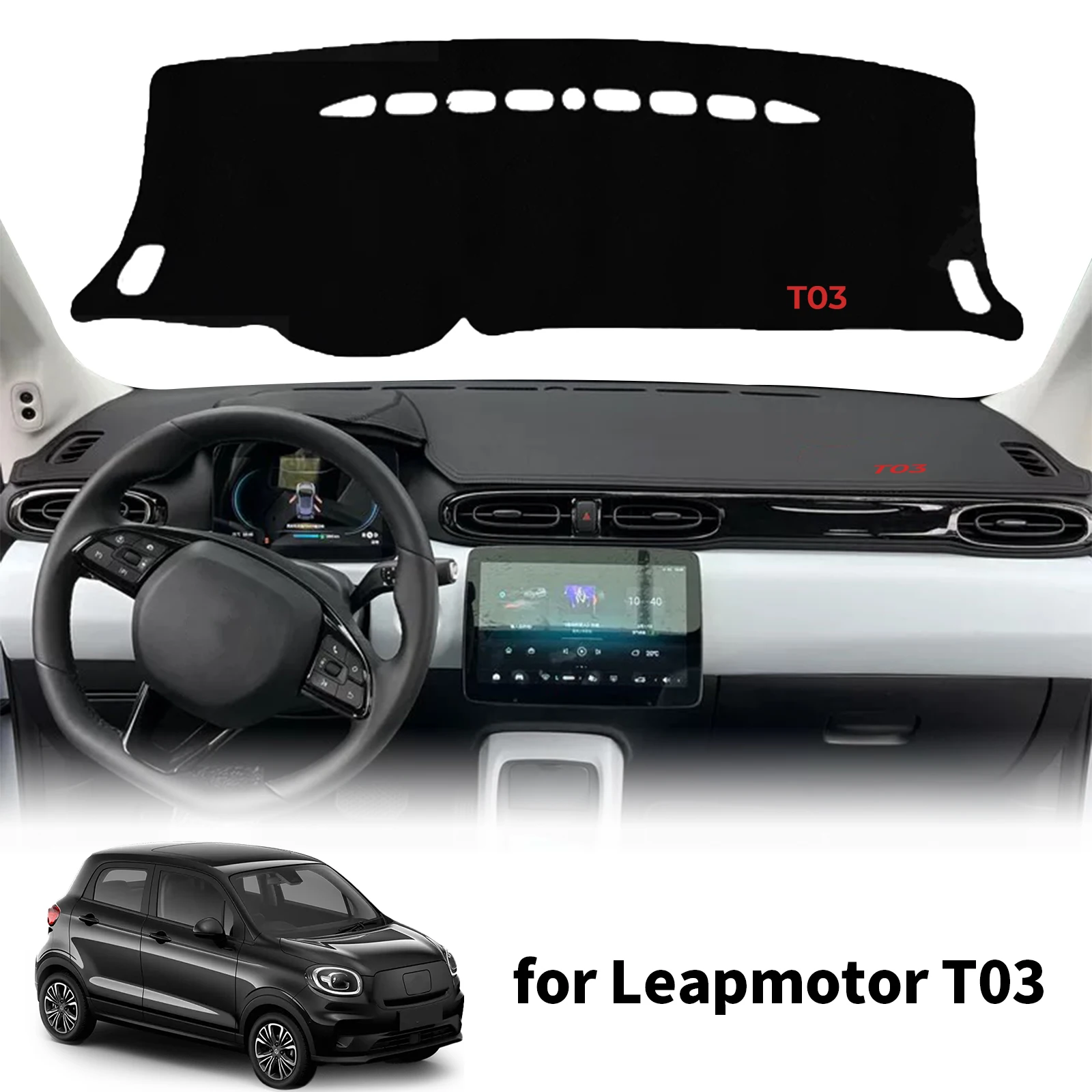 

fit for Leapmotor T03 Car Dashmat Dashboard Cover Pad DashMat Sunshade Protective Carpet Accessories WHITE RED LOGO