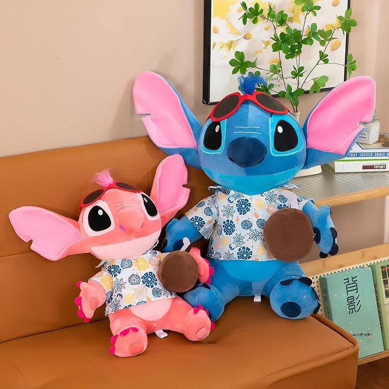 30/45/65cm Disney Lilo and Stitch Big Size Plush Toy Anime Plushie Stich Dolls Kawaii Summer Hawaii Angel Stuffed Doll Kids Gift