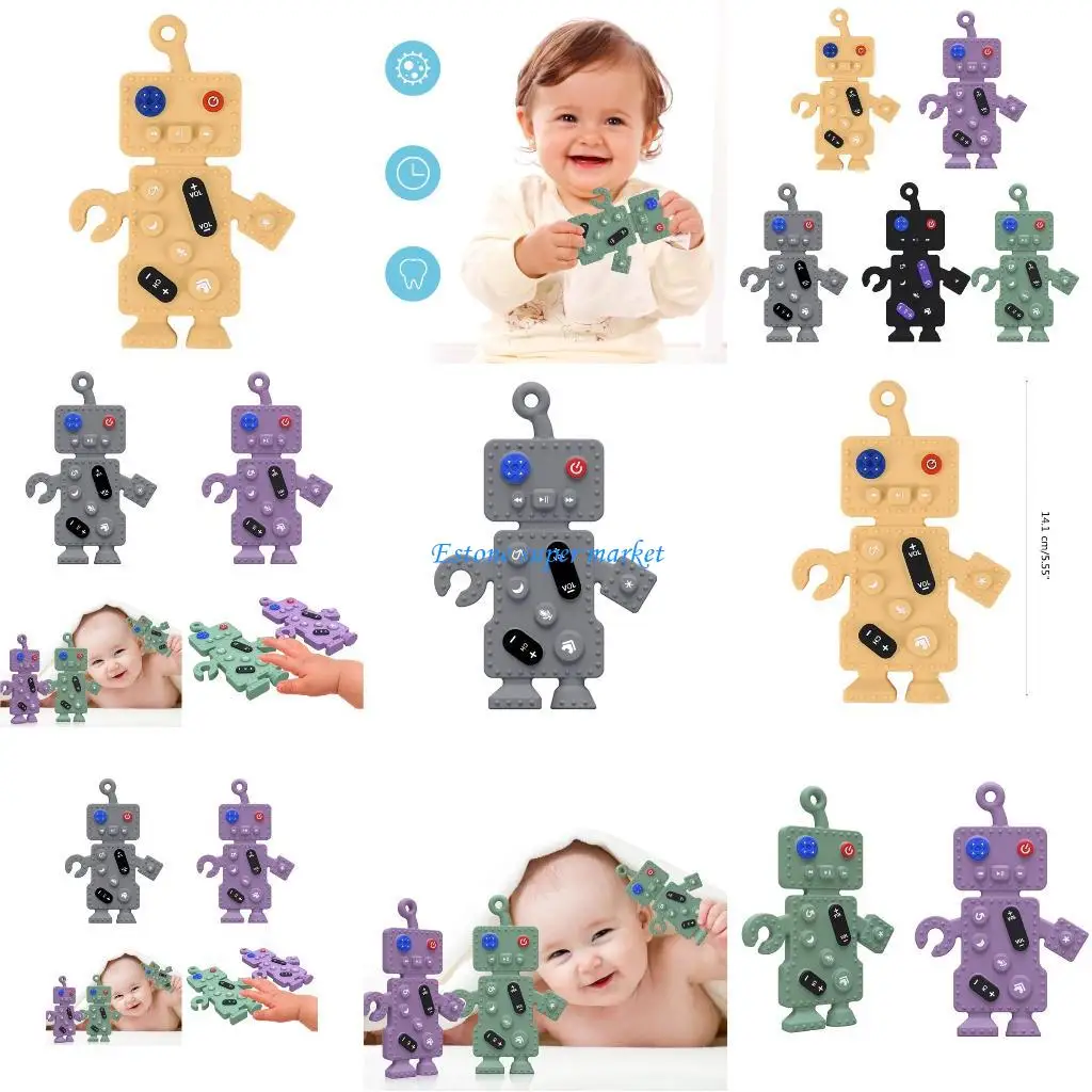 

090B детская игрушка-прорезыватель, мягкий силиконовый мультяшный робот, игрушки для прорезывания зубов, жевательные игрушки,