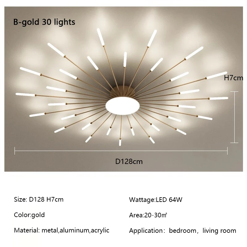 SaloEElaitte Kreativität Feuerwerk Led-deckenleuchten Moderne Einfache Wohnzimmer Kronleuchter Wohnkultur Beleuchtung Schlafzimmer Glanz Lmps Leuchte 7