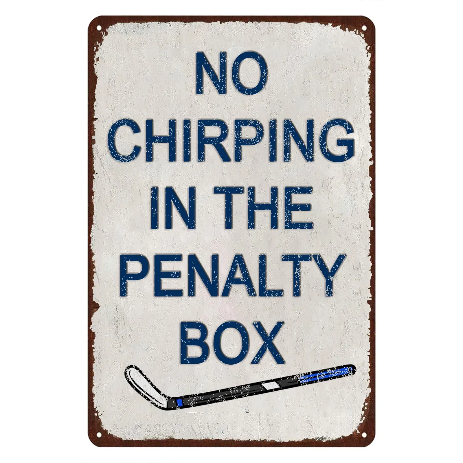 1P,GYMSLAVE No Chirping In The Penalty Box,Funny Ice Hockey Metal Signs Vintage Sport Tin Sign,Chic Ice Hockey Decor Home Kitche