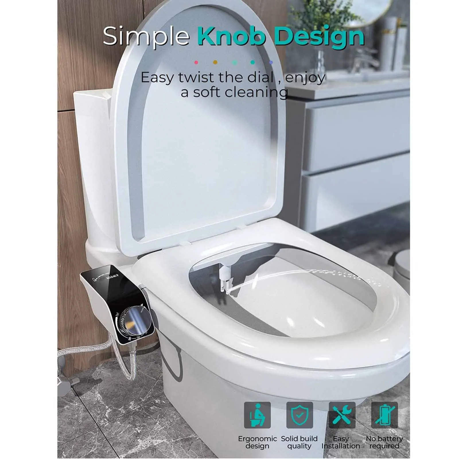 

1 Bidet Attachment Kits With Retractable Nozzle Universal Bidet Attachment Easy Install for Toilet Feminine Wash Dual Nozzle