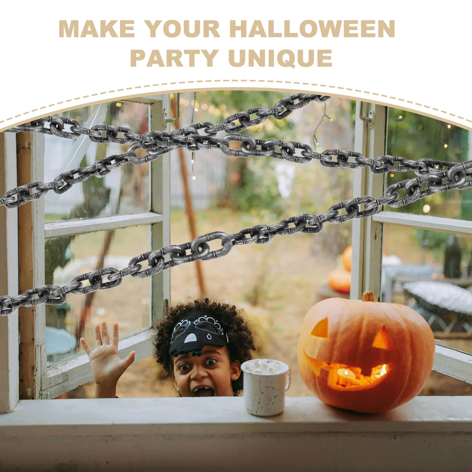 

2M Halloween Simulation Chain Plastic Barrier Chain Party Layout Decor Performance Stage Props Halloween party Costume supplies