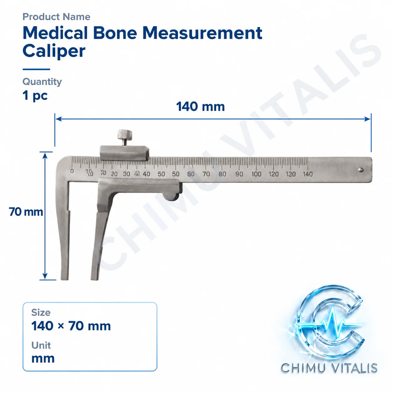 【CHIMU VITALIS】 Diameter Measuring Ruler Medical Stainless Steel Vernier Caliper Instrument