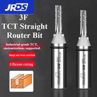 JRDS 3 Flutes TCT Straight Router Bit 3-blade Cutting CNC Milling Cutter Carbide Cutter for Wood MDF Multilayer Particle Board