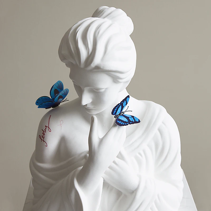 Modern Home Decor Creative Butterfly Girl Sculpture Figure Bust Statue Nordic Living Room Office Decoration Resin Crafts Gift