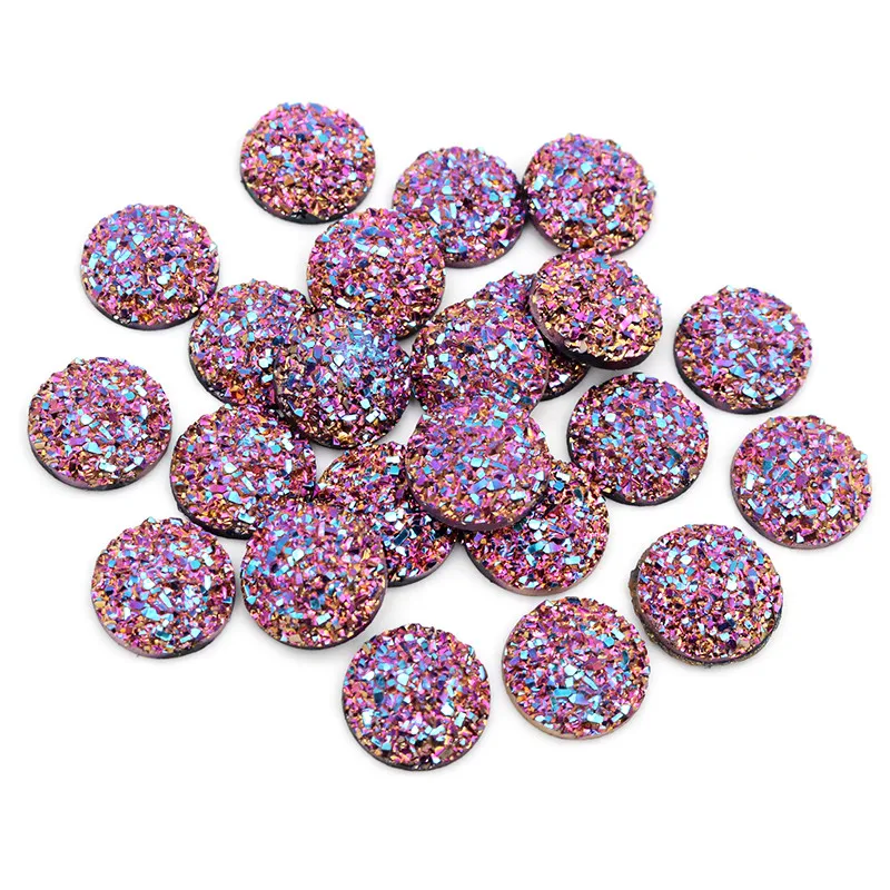 New Fashion 40pcs 8mm 10mm Mix Color Druzy Natural ore Styl Stone Shape Series Flat Back Resin Cabochons Cameo