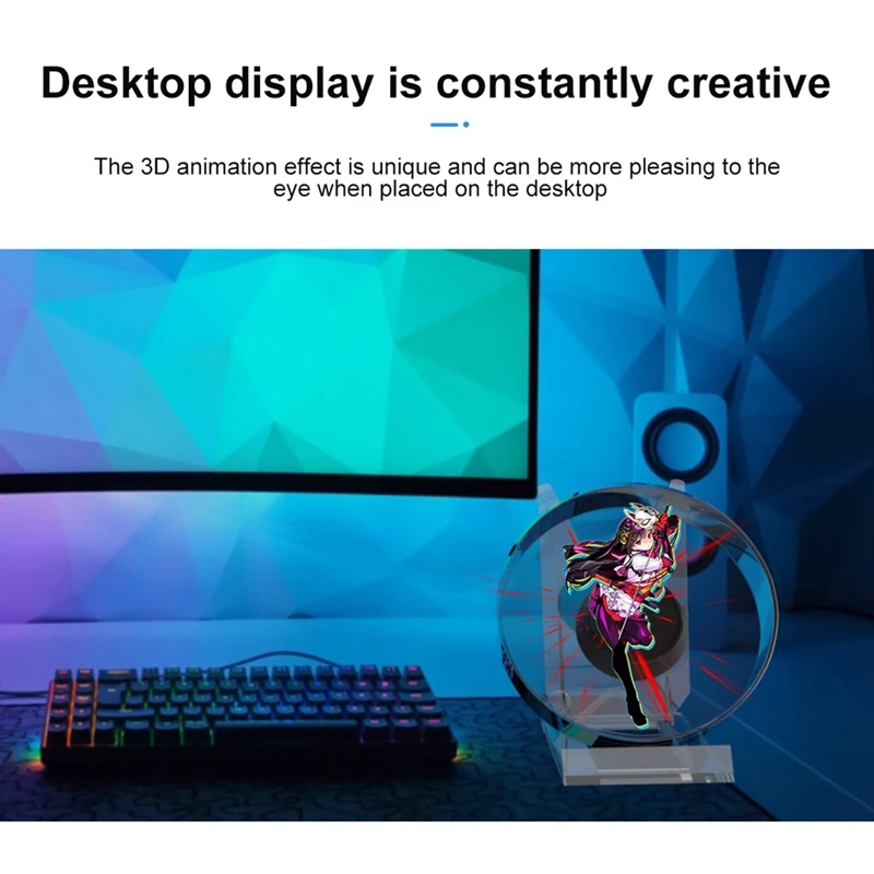 3D Fan Hologram Projector Desktop LED Sign Holographic Lamp Player Remote Display Support Images And Video