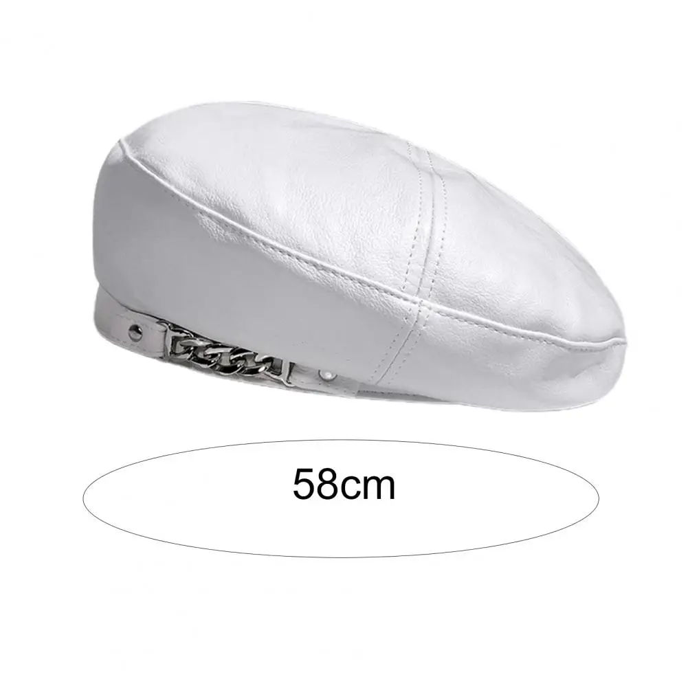 Classic Trend PU Leather Beret British Retro Octagonal Hat Women's Elegant Korean Versatile Painter Artist Hat Autumn Winter Cap