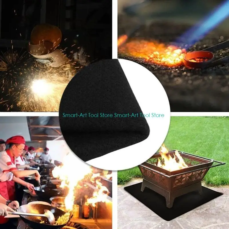 E1PB Heavy Duty Welding Blanket Fireproof High Temperature Resistance for Welder Stove 6mm High Temp Carbon Fiber Mat Pad
