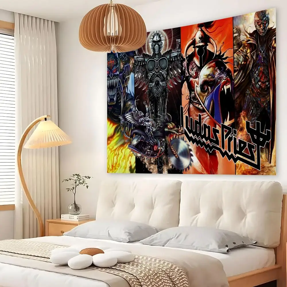 J-Judas P-Priest Rock Band Tapestry Custom Living Bedroom Party Dormitory Interior Wall Bohemian Decoration Attached Clip