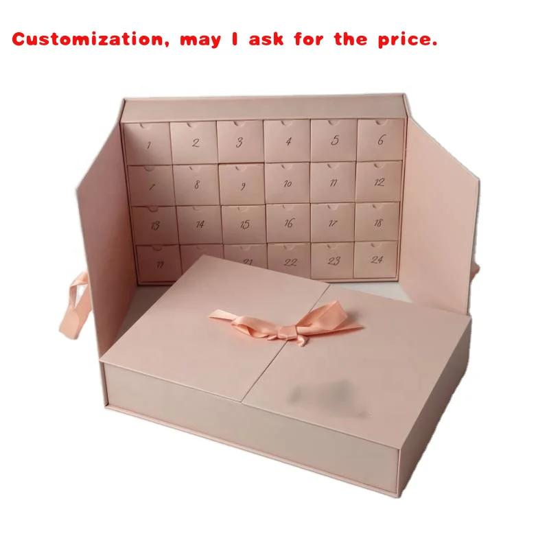 

custom.Custom Pink 12 24 25 Days Calendario De Adviento Maquillajr Empty Jewelry Packaging Advent Calendar Women