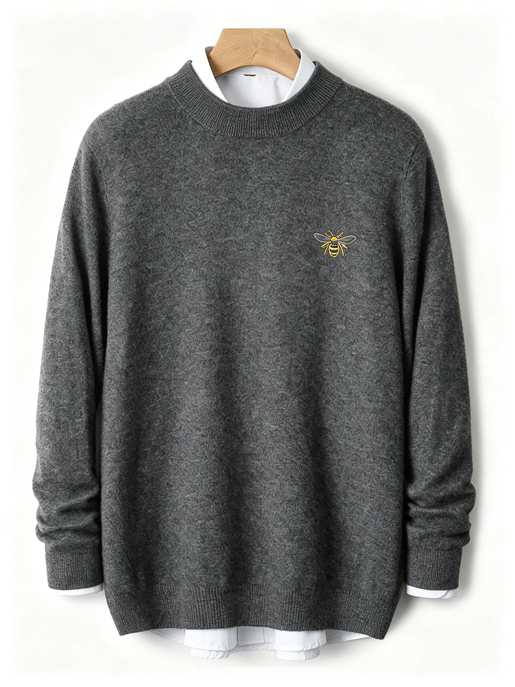 High-end 100% pure cashmere sweater men's semi-turtle neck business casual Joker knit bottoming shirt plus size to keep warm.
