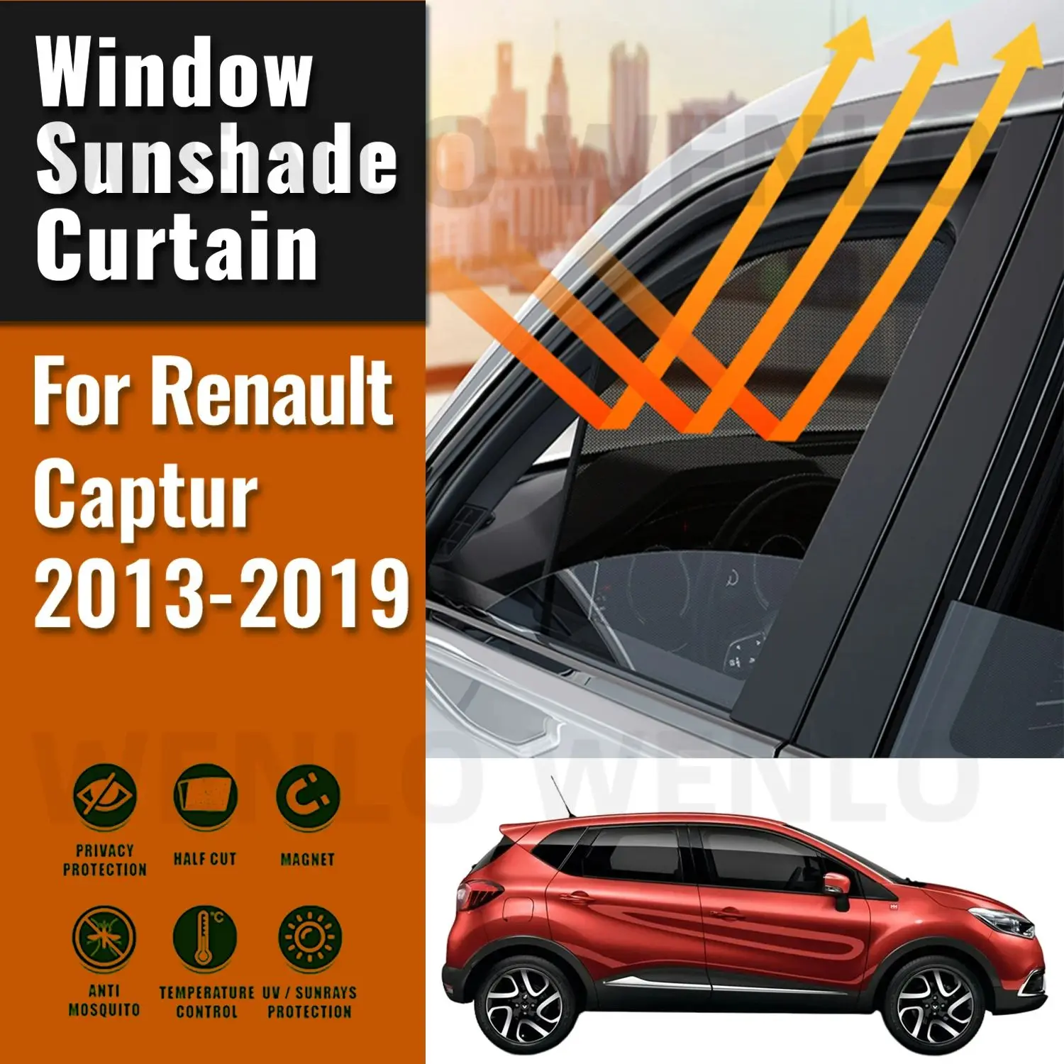 For Renault Captur 2013-2019 Magnetic Car Sunshade Visor Front Windshield Frame Curtain Rear Side Baby Window Sun Shade Shield