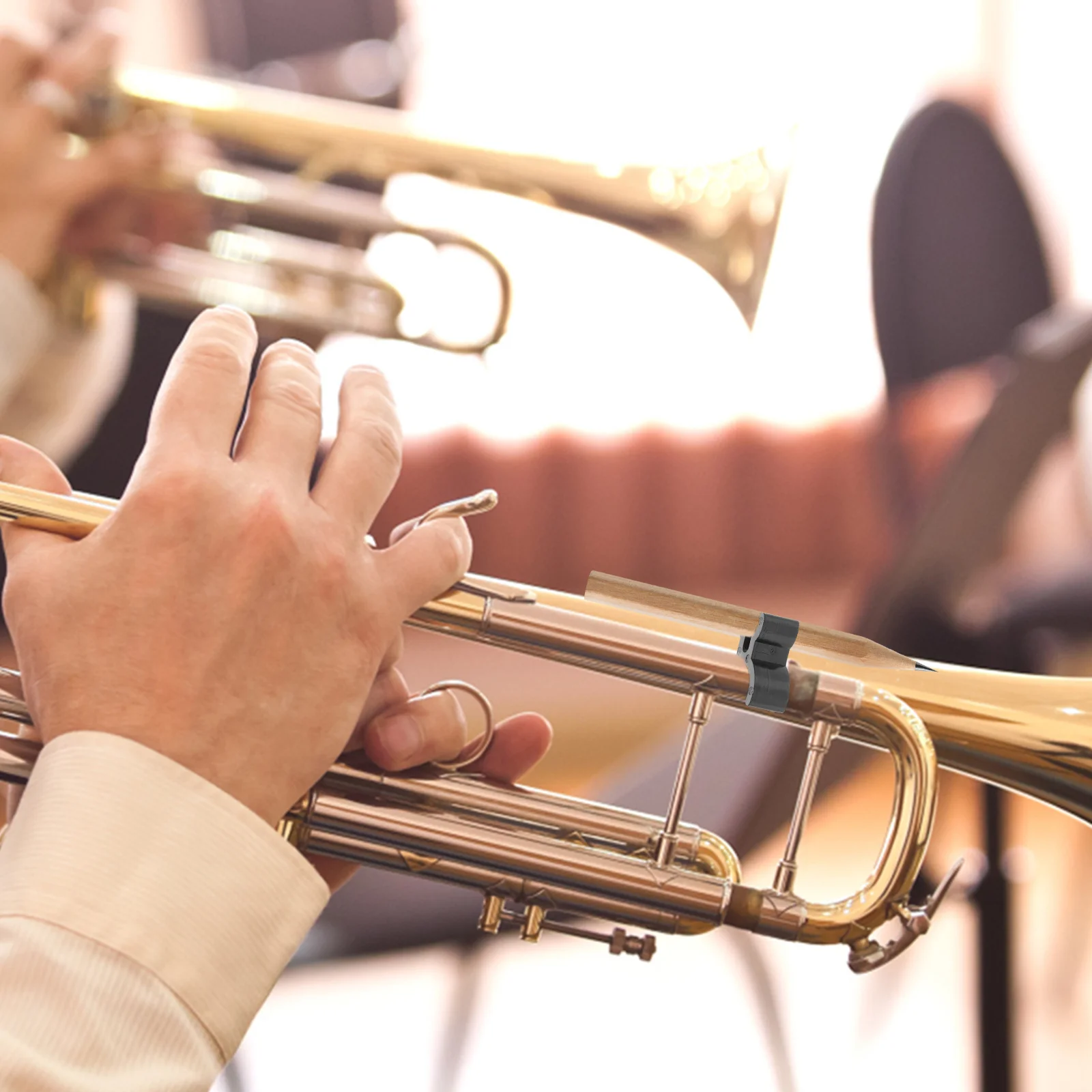 Trombone suporte instrumento musical pequeno caneta titular clipes multiuso trompete lápis