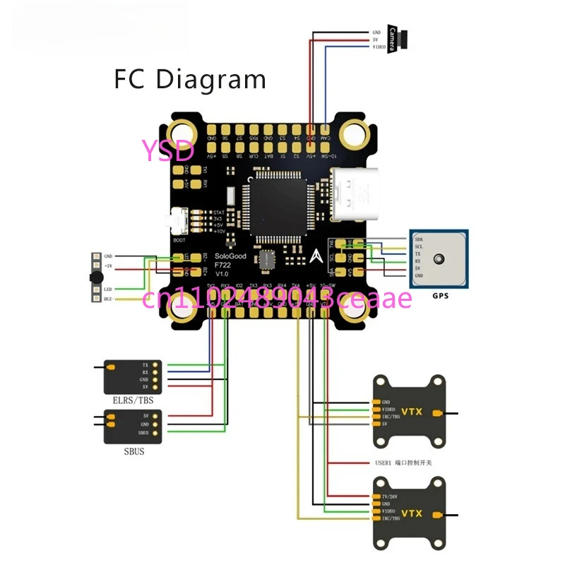 Flying Tower F722 Flight Controller 80A 8S BLHELI 4in1 ESC FPV Crossing Machine