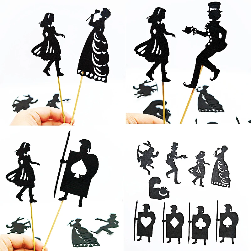 Early Childhood Shadow Play Stories Fairy Tales Alice in Wonderland Set Bamboo Stick Silhouette Decoration Home Supplies