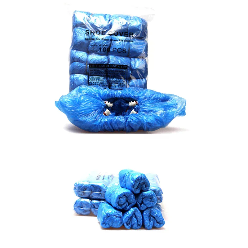100pcs Disposable T-Buckle Overshoes For Automatic Shoe Cover Dispensers Dustproof Boot Covers Waterproof Plastic Indoor