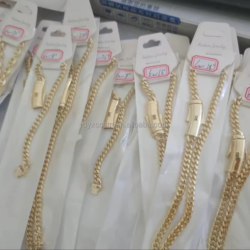 Trend Anklet Necklace 6mm 14K Gold Plated Cuban Chain Manaco Necklace Bracelet Men Women Jewelry
