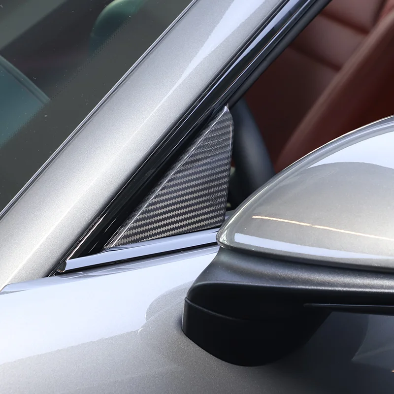 

For Porsche 911 2019 Real Carbon Fiber Car Exterior A-pillar Triangle Decoration Sticker Car Protection Accessories